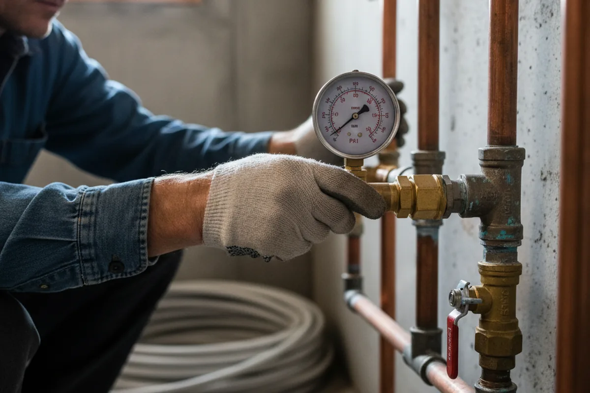Pressure testing a repaired line during Water Line Repair in Fairfax