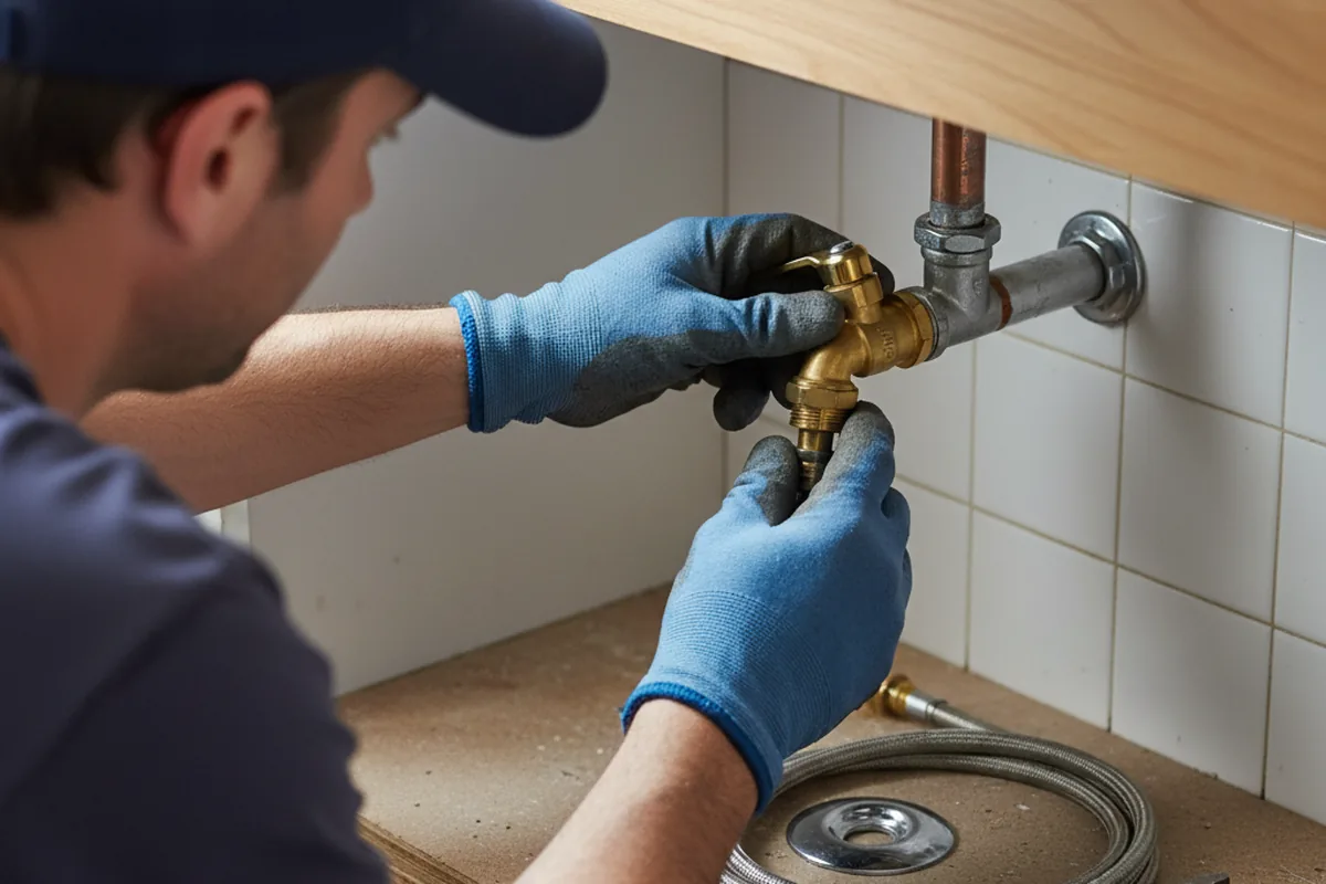 Shutoff valve and fitting work during Burst Pipe Repair in Fairfax